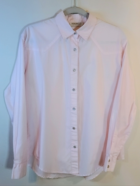 SHEPLERS Tops - Sheplers Western Pearl Snap Light Pink Button-Up Shirt Women's Size 10